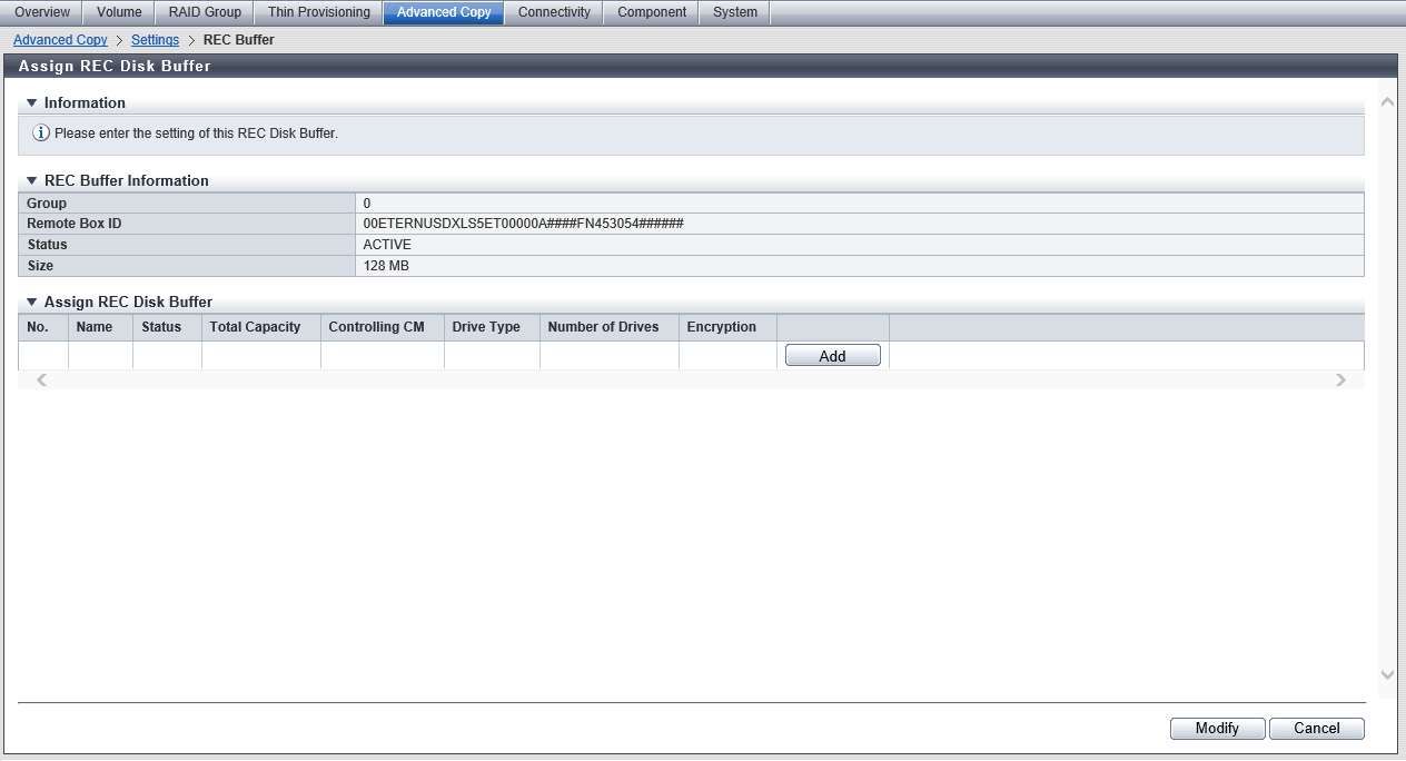 Assign REC Disk Buffer