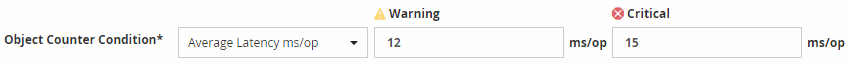 This screenshot displays threshold values to create a threshold policy in Performance Manager.