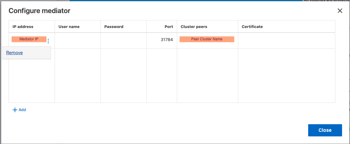 ontap system manager mediator remove