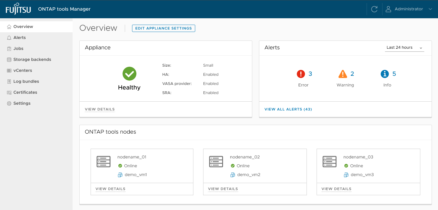 ONTAP tools Manager dashboard overview