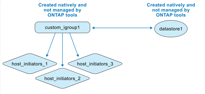 Datastore and igroup created natively