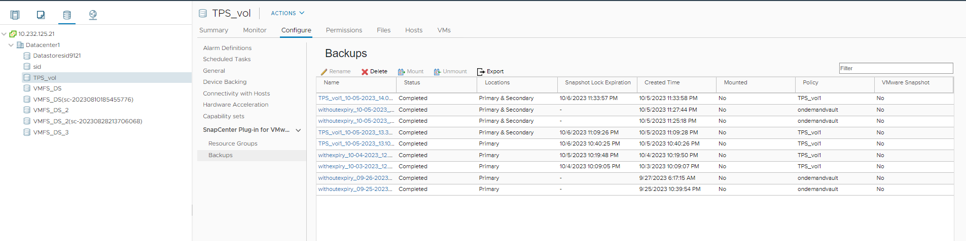 vSphere Client UI